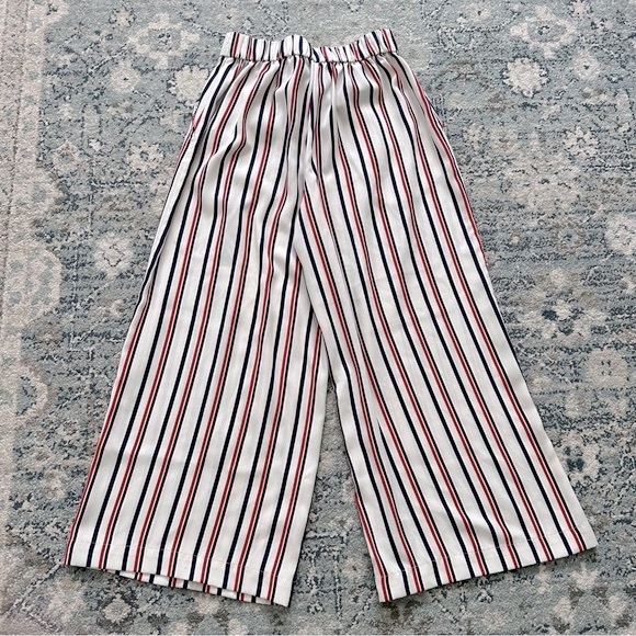 Zara striped wide leg cropped trouser pants - Picture 9 of 9